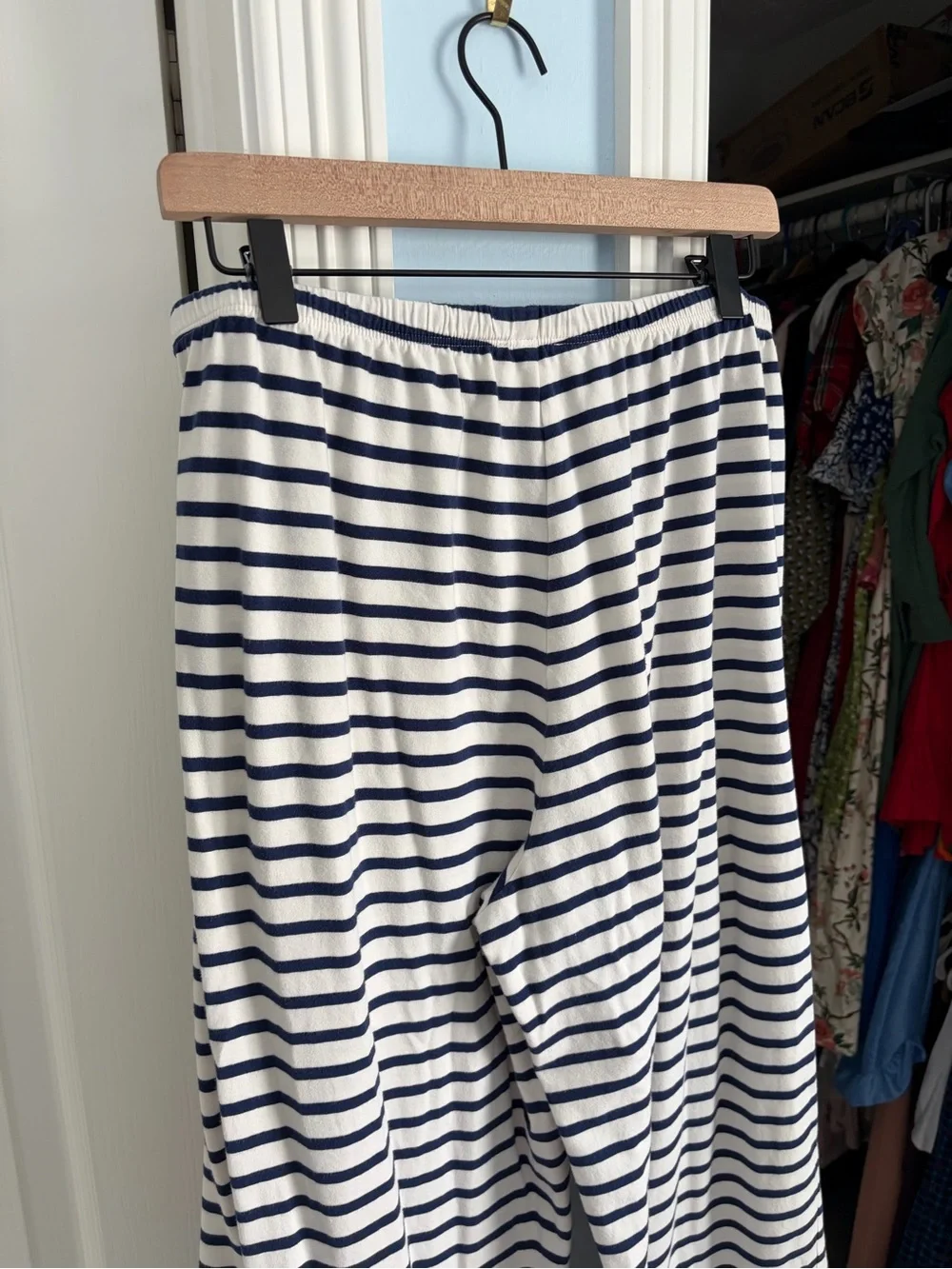 J Crew Blue White Striped Matching Pajama Set M
